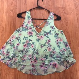 Floral green top